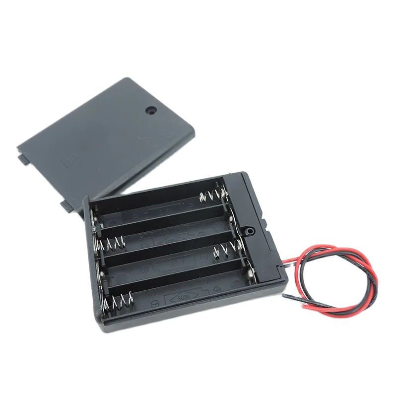 4 槽 AAA 6V 電池座盒帶引線帶 ON/OFF 開關蓋標準電池盒 TWK1