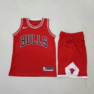 Merah 兒童籃球球衣套裝 Nba 芝加哥公牛隊籃球服紅色