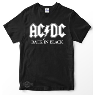 Acdc BACK IN BLACK 高級 T 恤 acdc 高壓 kaos 樂隊 acdc 搖滾復古