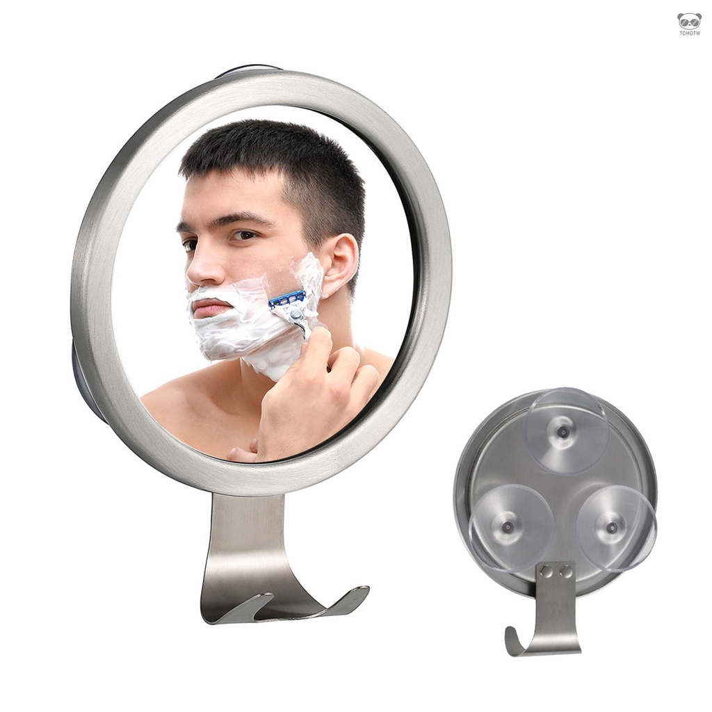免打孔吸盤式浴室防霧鏡 壁掛式剃鬚鏡子 可掛刮鬍刀