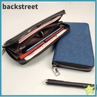 BACKSTREET男士拉鏈錢包,業務帆布手提錢包,城市大容量多卡長款錢包
