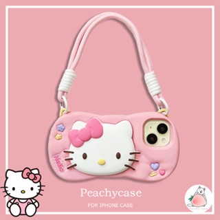 卡哇伊Hello Kitty可伸縮卡通支架手機殼相容 iPhone 16 15 14 13 12 Pro Max矽膠外殼