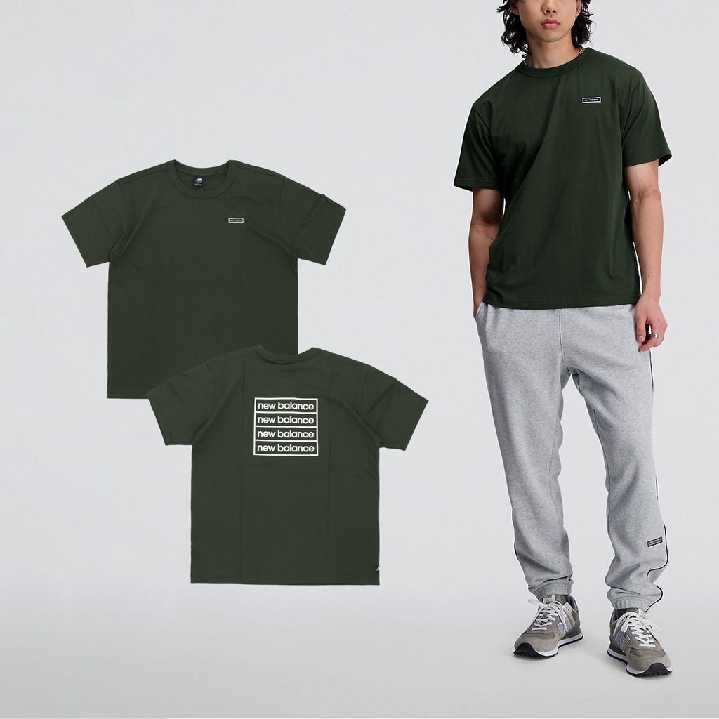 New Balance 短袖 Essentials 男款 綠 短T 串標 NB 小標【ACS】MT33517KOU