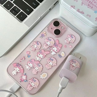 粉色美樂蒂 相容於iPhone15/14/13promax手機殼12p/11pro透明xr/xs全包7/8p