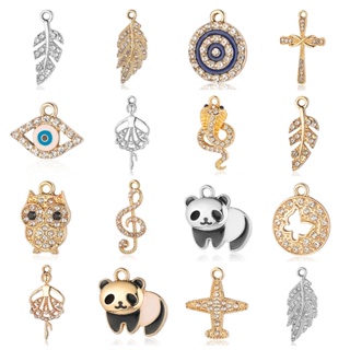 眼睛蛇十字葉合金項鍊和耳環吊墜音符熊貓飛機飾品配件