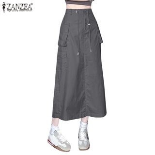 Zanzea 女士韓國時尚街頭工作口袋清潔功能 A 字超短裙