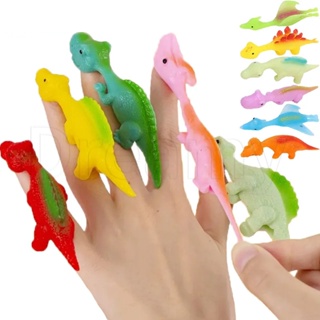 隨機 1 件兒童迷你飛行恐龍手指發射玩具 / 兒童互動派對遊戲道具 / TPR 彈力娃娃減壓玩具 / 有趣的彈射器恐龍手