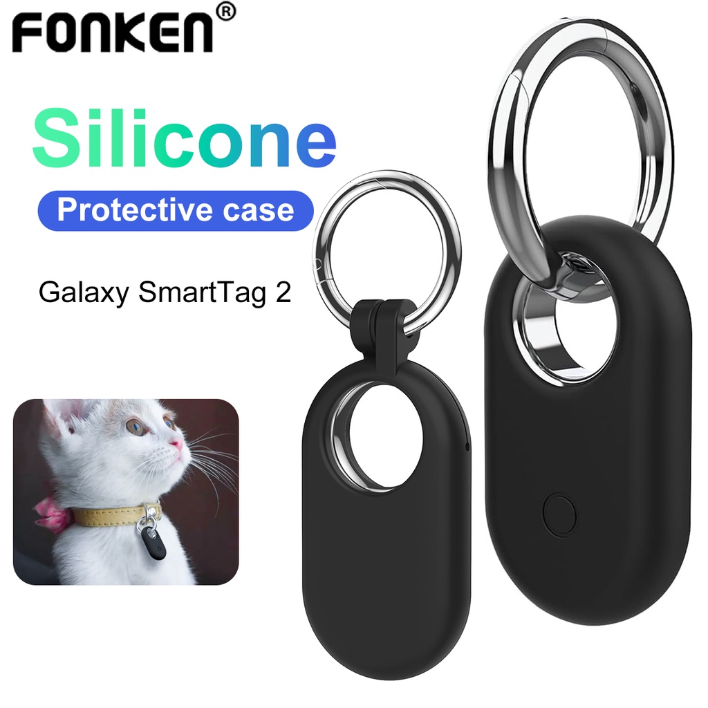 Fonken 適用於三星 Galaxy SmartTag 2 定位器追踪器保護套矽膠鑰匙扣寵物狗追踪器防丟保護套