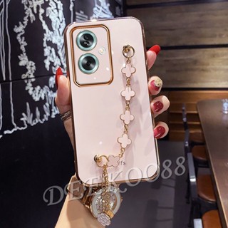 手機殼適用於 OPPOA79 OPPOA38 5G 新款時尚手機殼帶葉手鐲背蓋粉紅色黑色軟殼