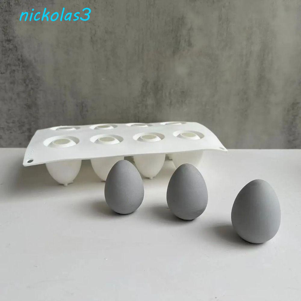 NICKOLAS復活節彩蛋模具,8孔可重複使用硅膠模具,巧克力食品級硅膠無味雞蛋模具烹飪