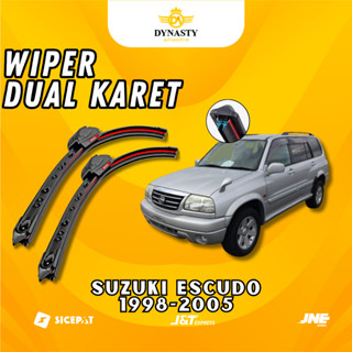 2 PCS 雙橡膠雨刷 Suzuki Escudo 1998 2005 雙刀片無框雙橡膠模型無鐵框汽車玻璃