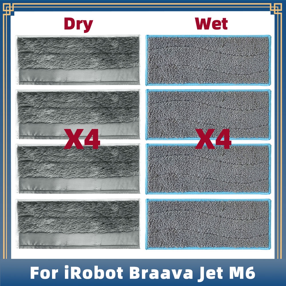 更換 iRobot Braava Jet M6 機器人幹/濕拖把抹布備件配件