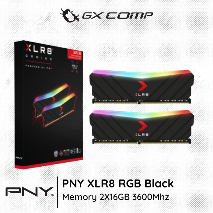 Pny XLR8 遊戲 RGB DDR4 2X16GB 3600Mhz 黑色內存 32GB PC 3600