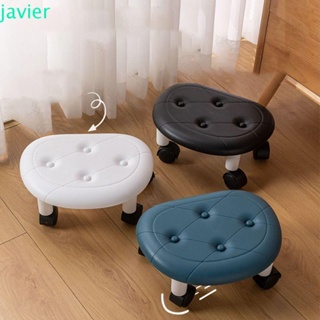 JAVI1ER塑料凳子,萬向輪可拆卸仿皮滑輪矮凳,軟360°旋轉多功能小板凳客廳