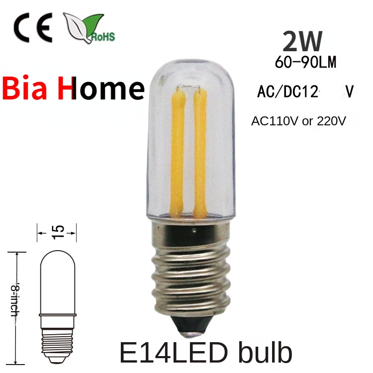 Bia Home LED 燈絲燈泡/冰箱燈,E12/E14,2W,5V/12V/110V/220V,可調光指示燈 T15