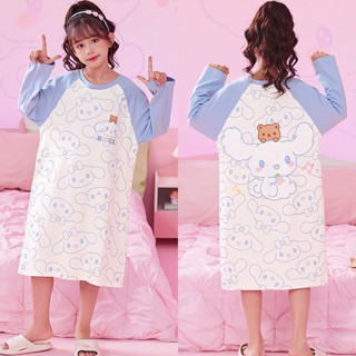 Girls' pajamas 兒童睡衣女童庫洛米睡裙春秋薄款長袖純棉女孩2023大童家居裙 Ready Stock 1