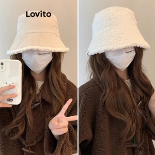 Lovito 女士休閒素色布料拼接雙面帽子 LFA11657
