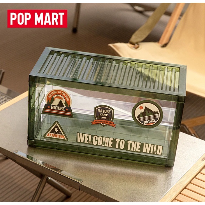 POPMART泡泡瑪特 可拼插展示盒高透綠手辦展示架娃娃收納集裝箱