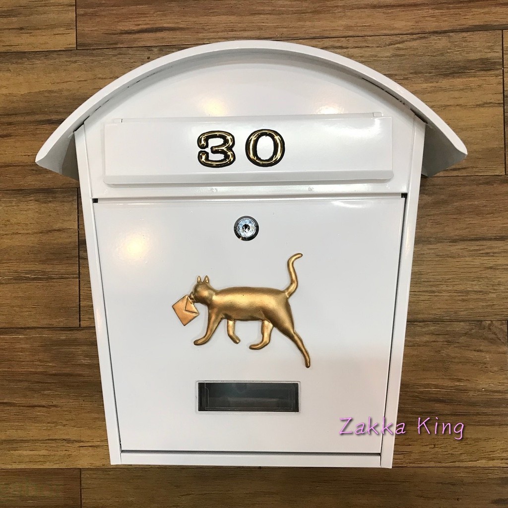 [HOME] 附門牌號碼 白色圓頂小貓信箱 歐式小貓個性信箱 信件箱意見箱  耐候性佳 超取限1件