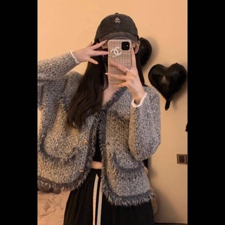 🌟Lovely愛出貨🌟 高階感法式小香風外套女秋季2024新款設計感復古時髦寬鬆開衫上衣