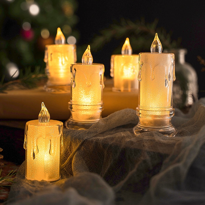電子蠟燭 LED水晶發光蠟燭燈仿真假蠟燭求婚生日裝飾佈置透明燭