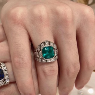 奢華蛇紋戒指時尚祖母綠戒指優雅綠鑽戒指高級珠寶