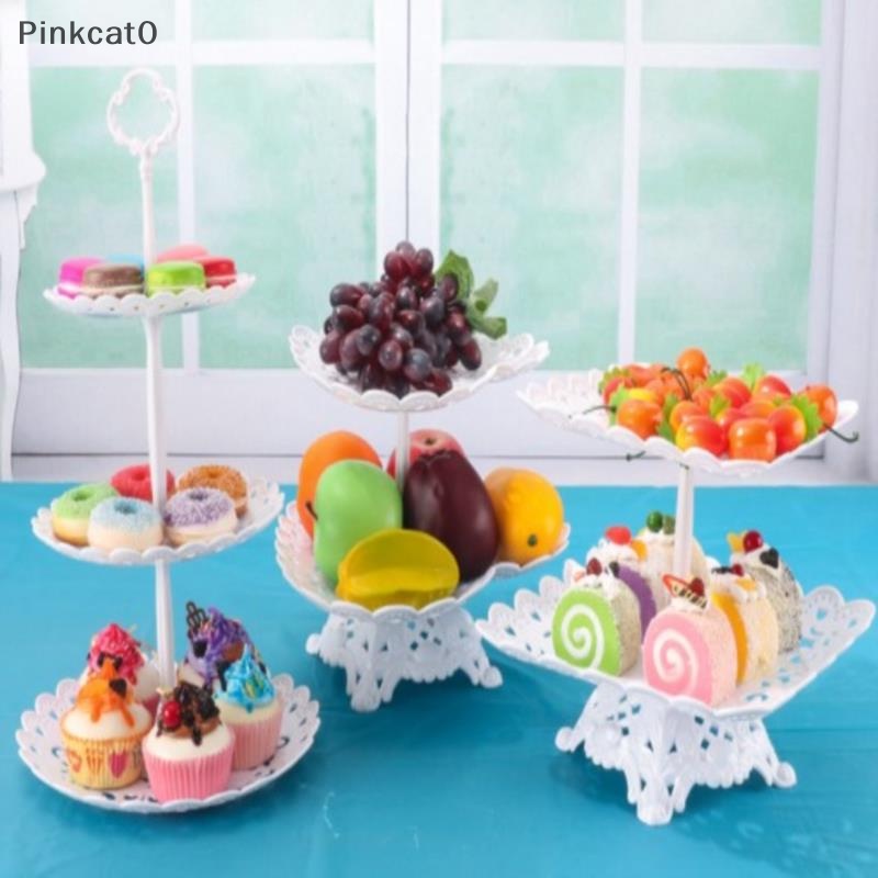 Pinkcat0 1/2pcs 蛋糕架盤子紙杯蛋糕零食盤子三層創意水果籃 TW