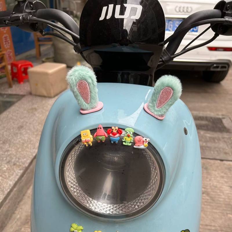 電動車摩托兔耳朵裝飾頭盔 車燈 可愛改造愛瑪臺鈴個性創意高顏值貼 01yG