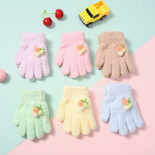 新款冬季針織兒童手套 女童戶外保暖萌趣卡通全指毛絨手套 兒童寶寶手套【IU貝嬰屋】