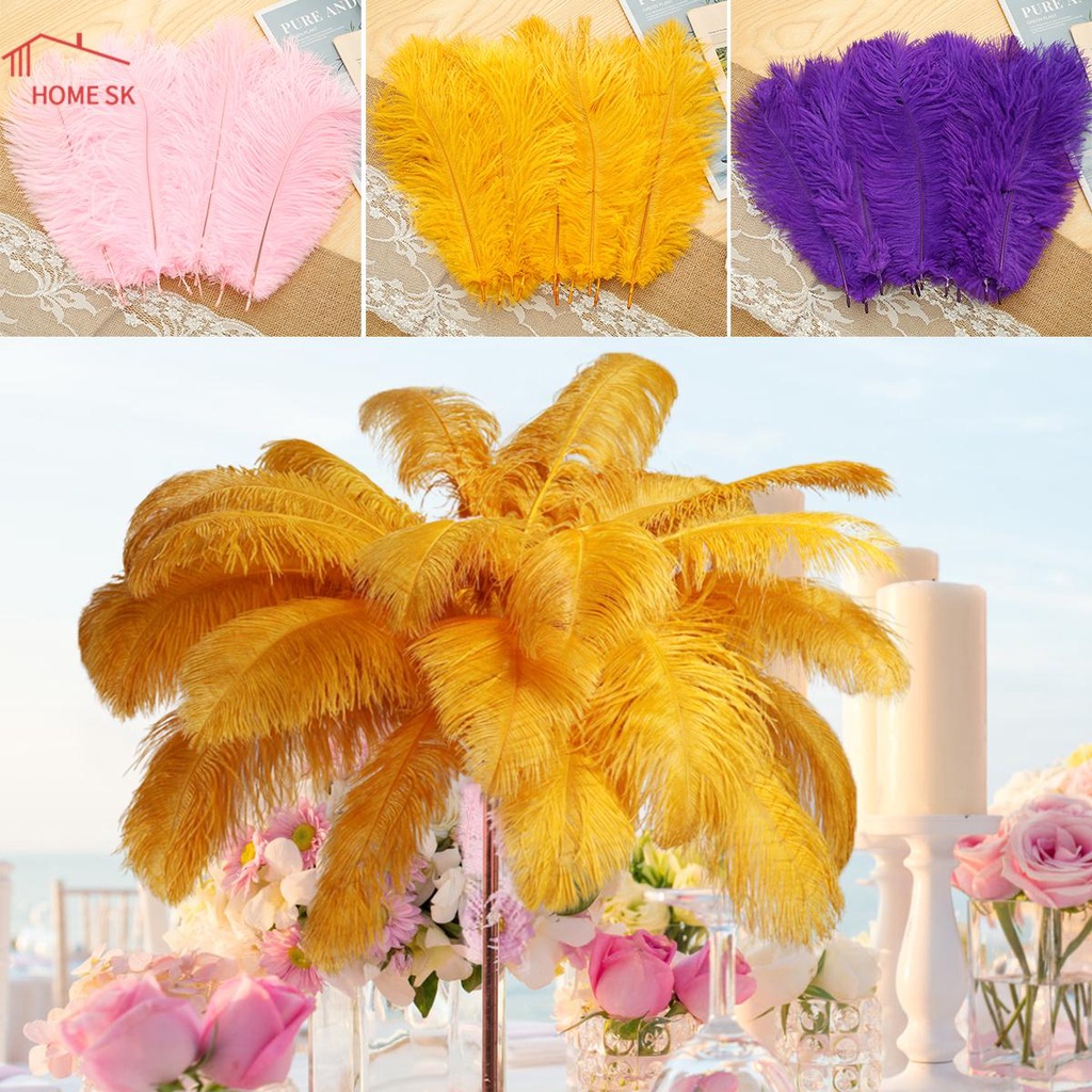 10 件裝鴕鳥羽毛多色鴕鳥羽毛羽毛裝飾粉色金色紫色羽毛工藝 SHOPSKC5548