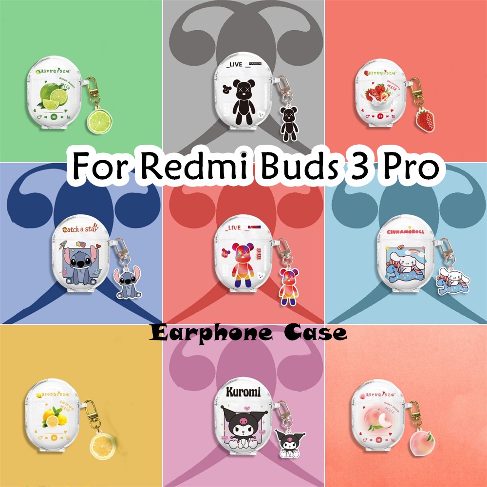 【現貨】適用於 Redmi Buds 3 Pro Case 透明卡通圖案軟矽膠耳機套外殼保護套