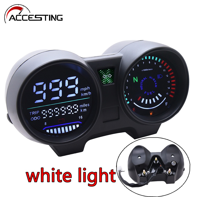 HONDA 白色 LED 最新車速表面板數字 LED 電子摩托車 RPM 儀表儀表板適用於巴西 TITAN 150 本田