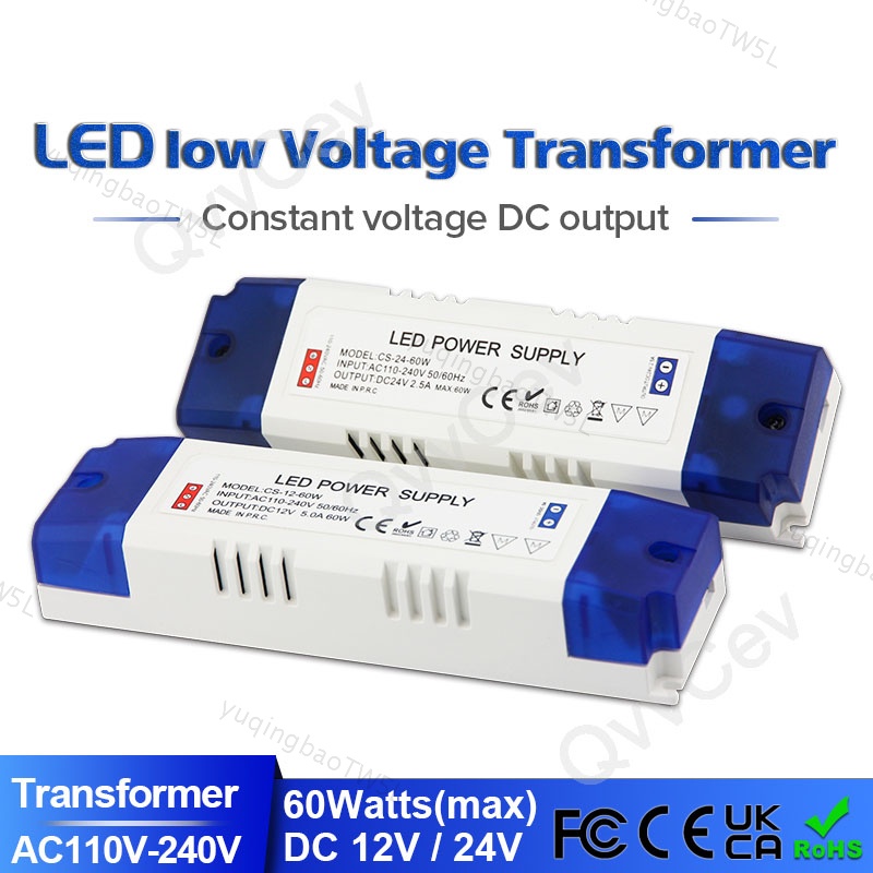 1 個 60W LED 驅動變壓器 110-240V AC 到 DC 12V 5.0A DC 24V 4.2A 100W