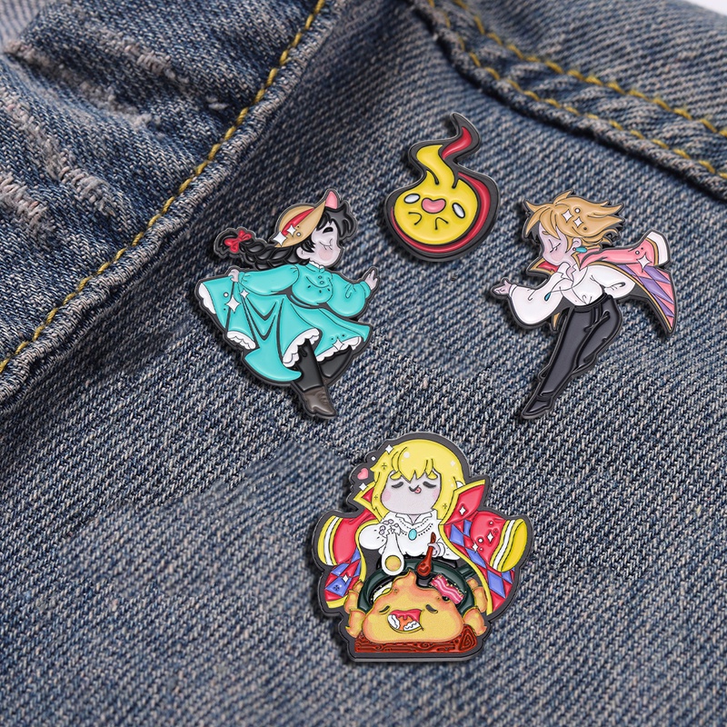 日本動漫卡通哈爾的移動城堡琺瑯胸針宮崎駿金屬背包徽章服裝配飾送給朋友孩子的禮物
