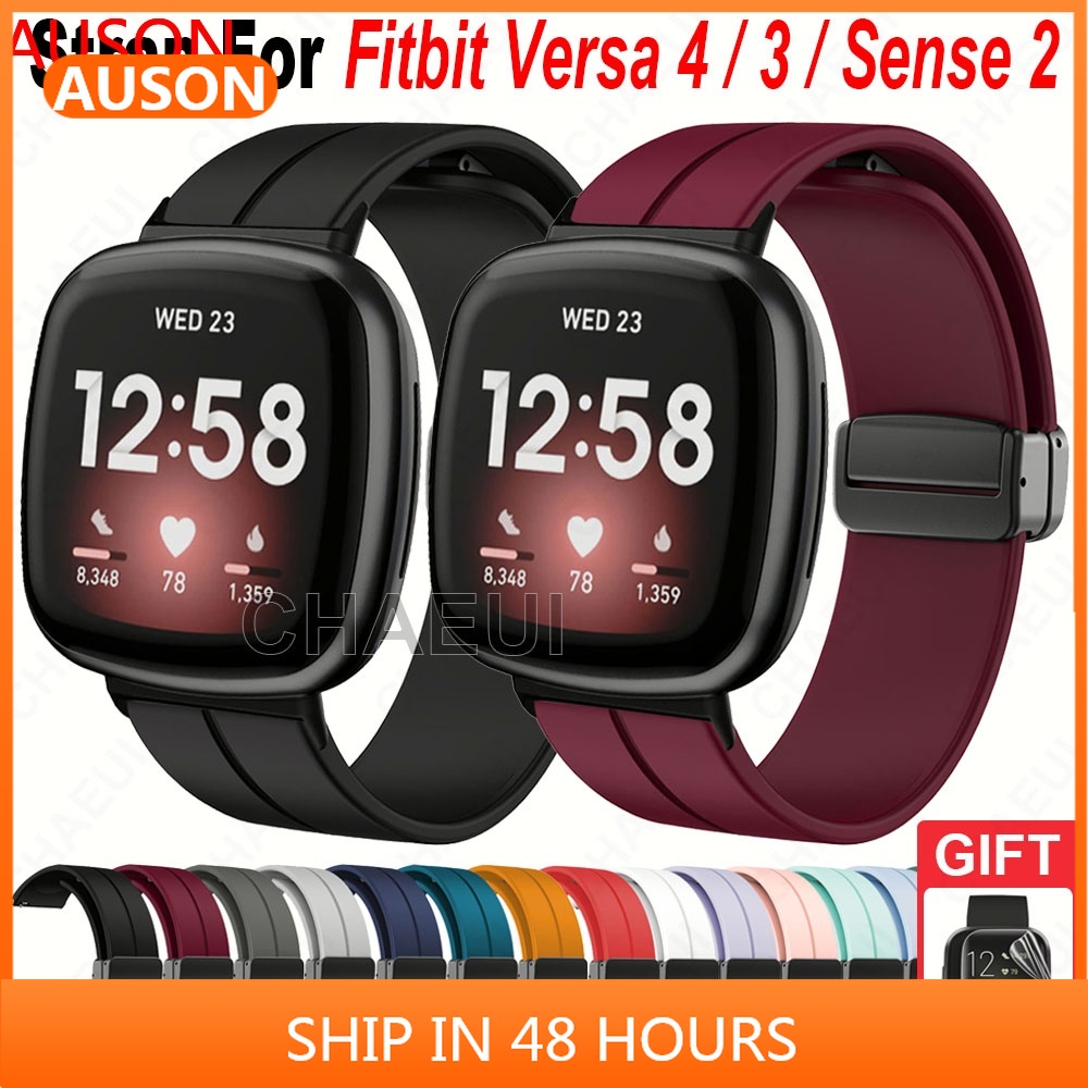AUSON Fitbit Versa 4 Versa 3 矽膠錶帶 Sense 2 透氣錶帶 Versa 2 運動腕帶