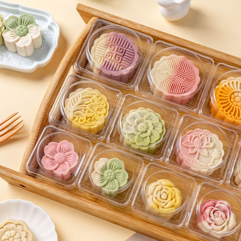 月餅盒 包裝 食品級 月餅包裝盒冰皮綠豆糕冰糕點禮盒單獨粒個空打包盒子中式廣式