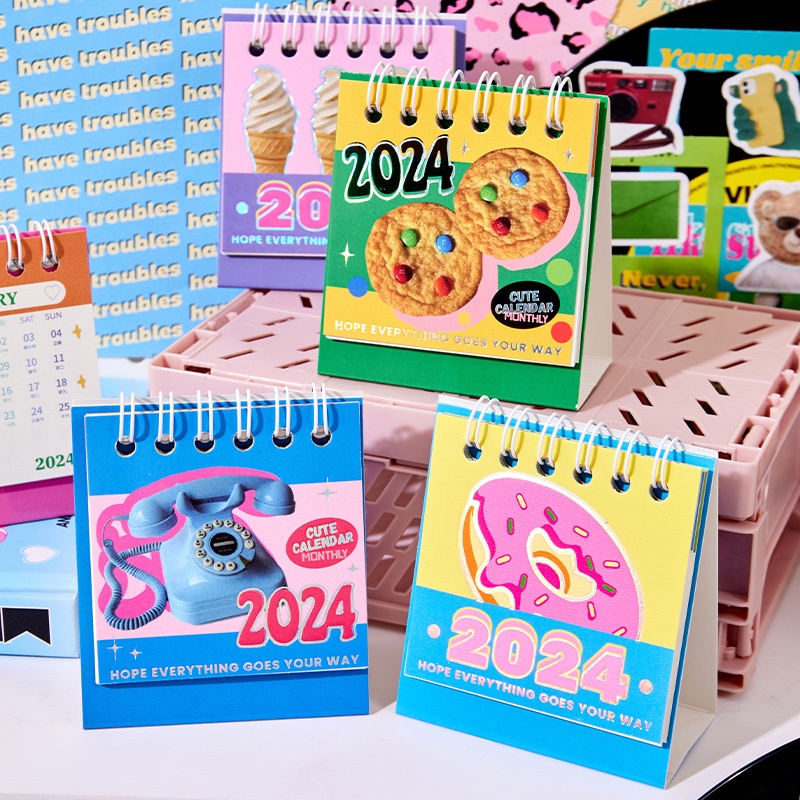 Imoda 1pc 2024 迷你日曆韓式桌面裝飾新年日程規劃器學校辦公室文具