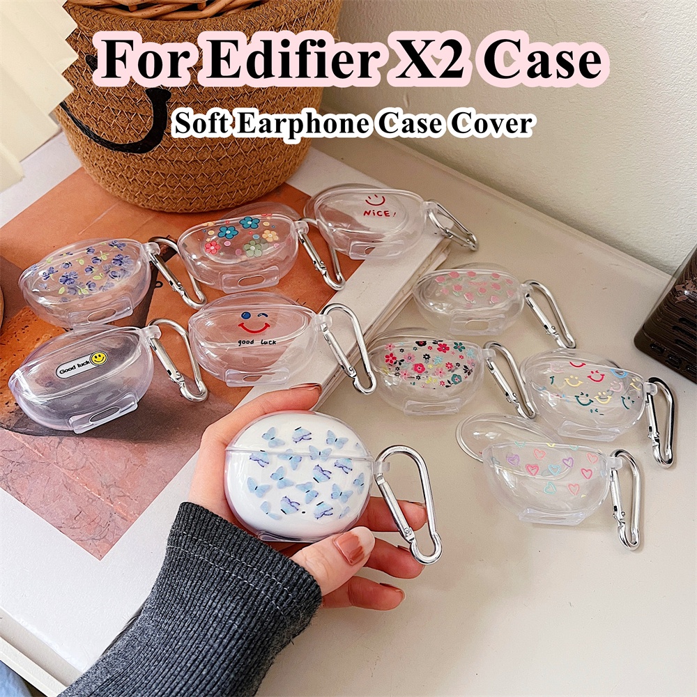 EDIFIER 現貨! 適用於漫步者 X2 外殼透明時尚卡通適用於漫步者 X2 外殼軟耳機外殼保護套