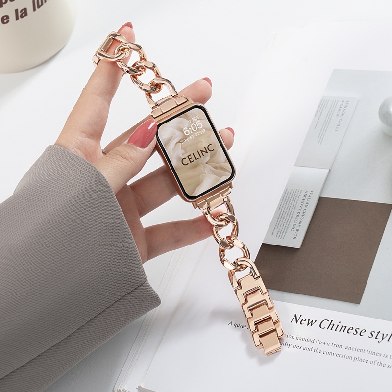 新款 小米手環8 Pro / Huawei Watch Fit 1 2代 牛仔鏈金屬錶帶 小米8Pro 腕帶 智能手錶鍊