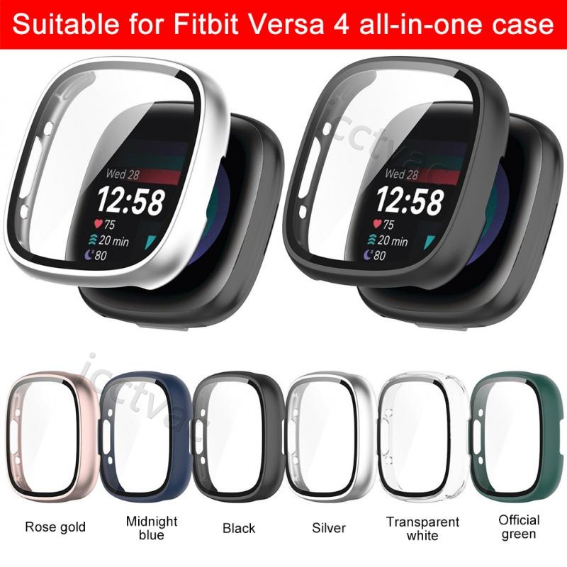 Fitbit Versa 4 / Sense 2 智能手錶全覆蓋 PC 保護套可水洗保險槓外殼 Versa4 屏幕保護套