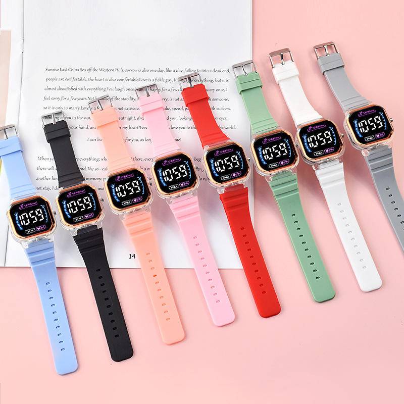 學生電子手錶新款LED電子手錶方形新創意數字時尚運動學生電子錶