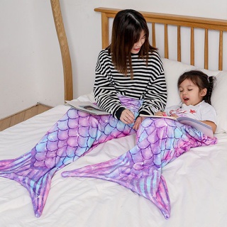 法蘭絨美人魚毛毯居家午睡毯大人兒童通用人魚尾巴毯子秋冬季睡袋