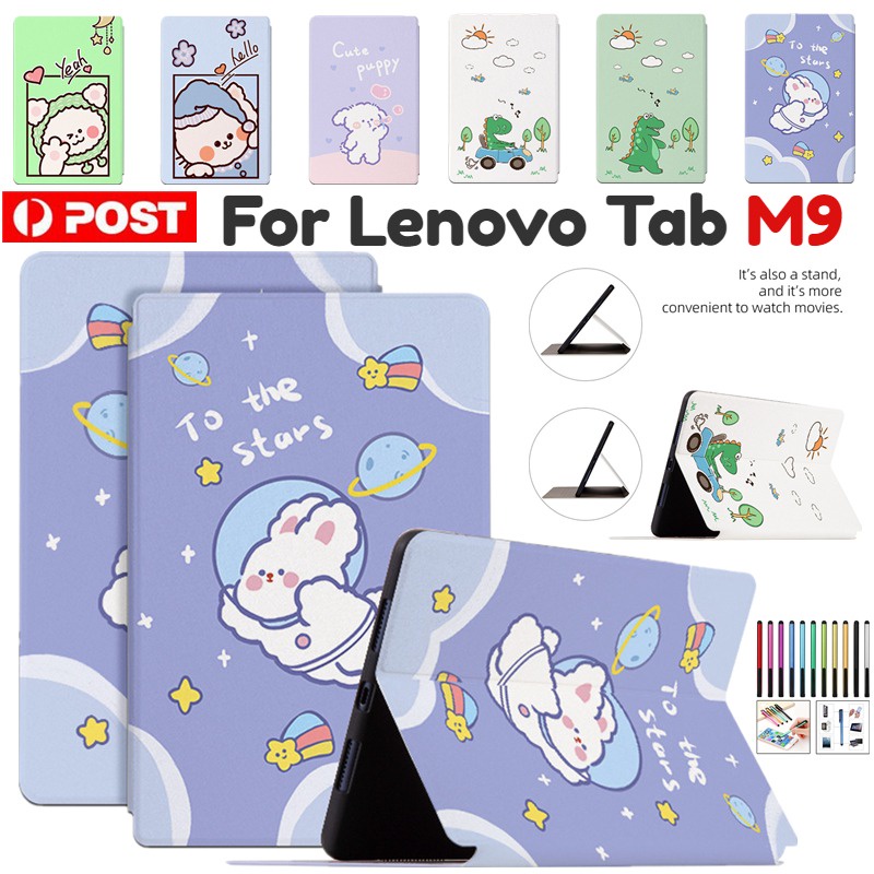 LENOVO 適用於聯想 Tab M9 (TB310XU TB310FU) 9 英寸卡通圖案智能翻蓋書可愛保護套支架平板