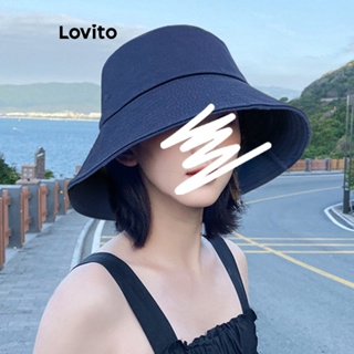 Lovito 休閒素色漁夫帽女用防曬帽 LFA11747