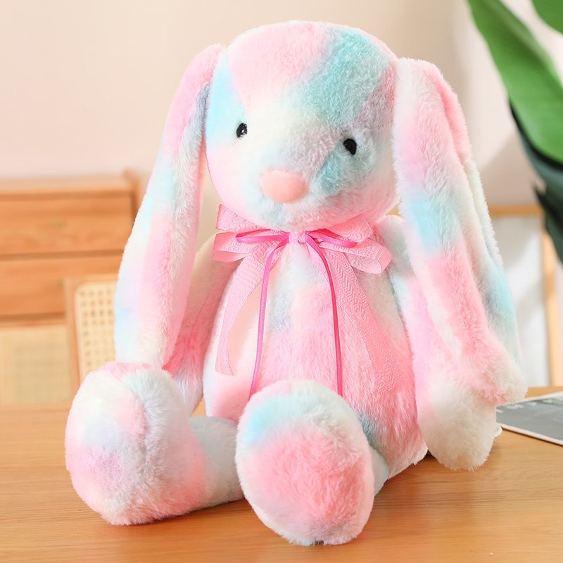 可愛垂耳兔毛絨玩具安彩色兔子公仔撫玩偶床上娃娃女孩生日禮物