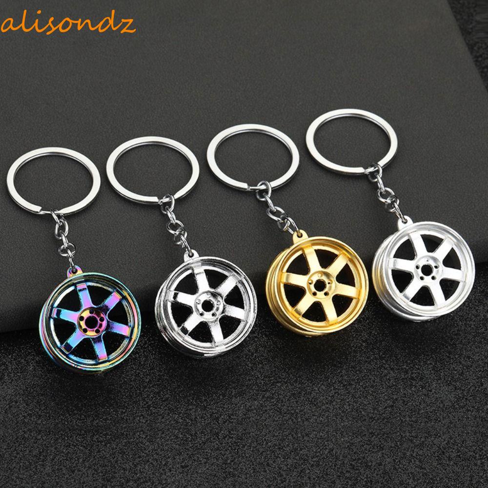 ALISOND1汽車車輪鑰匙扣,迷你輪轂輪胎輪輞鑰匙扣,個性鑰匙圈INS合金汽車零件