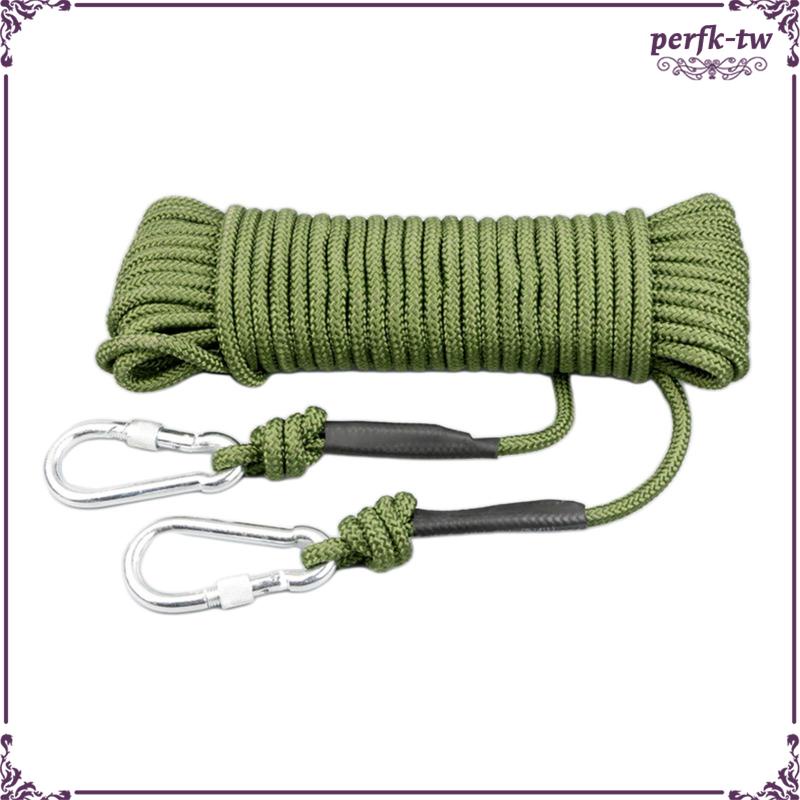 [PerfkTW] 攀岩繩耐降落傘繩綠色帶鋼絲鉤,用於緊急求生
