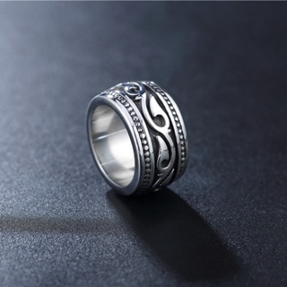 全新時尚13mm不銹鋼古代圖騰做舊戒指,復古做舊男士創意鈦鋼戒指。