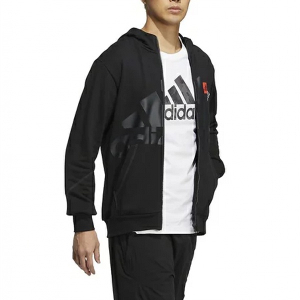 Adidas MH BP4 KNJKT HN8993 男 連帽外套 運動 休閒 大LOGO 內磨毛 舒適 愛迪達 黑