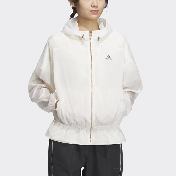 Adidas FOT WVN JKT HY2825 女 連帽外套 亞洲版 運動 訓練 休閒 寬鬆 褶皺 防潑水 白